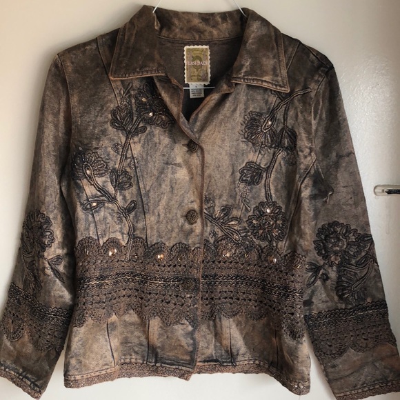 Flashback Jackets & Blazers - 🍢FLASHBACK BRAND🍢EMBELLISHED BRONZE BLAZER🍢